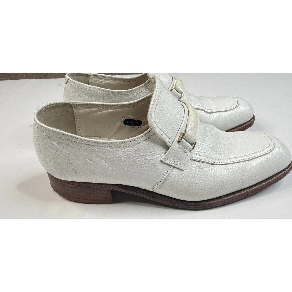Florsheim Men's Vintage 1970's-80's White Slip On Leather Loafer Size 7.5‎ D